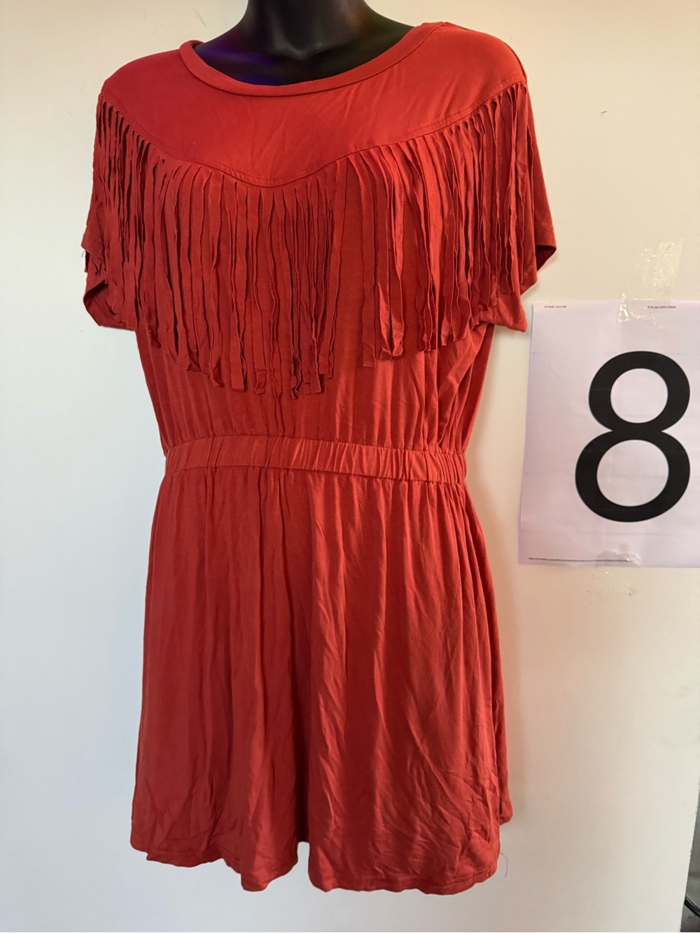 POL Red Fringe Short Dress